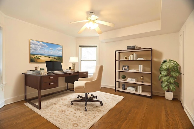 6048 N Rockwell Ave Unit 2, Chicago, IL 60659 - office with ceiling fan and dark wood finished floors