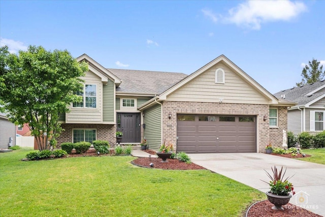 1308 Burry St, Joliet, IL 60435 - tri-level home featuring brick siding, driveway, a garage, and a front lawn