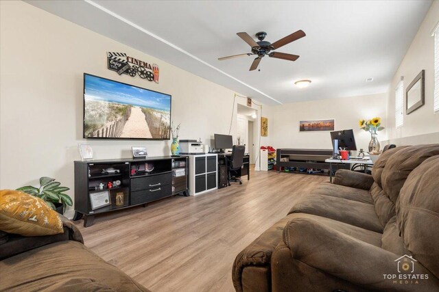 1308 Burry St, Joliet, IL 60435 - living room with light wood-type flooring and ceiling fan