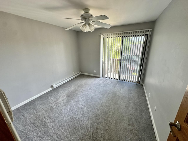 35 Montego Colony Unit 1, Fox Lake, IL 60020 - empty room with baseboard heating, ceiling fan, carpet flooring, and baseboards