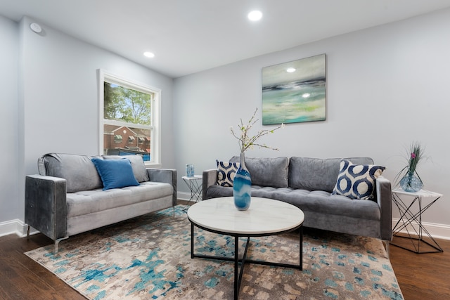 715 E 105th Pl, Chicago, IL 60628 - living room featuring wood finished floors, baseboards, and recessed lighting