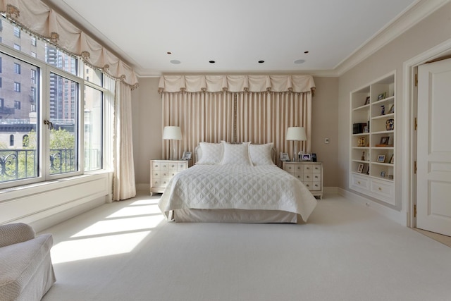 65 E Goethe St Unit 4N, Chicago, IL 60610 - bedroom featuring crown molding, multiple windows, and carpet flooring