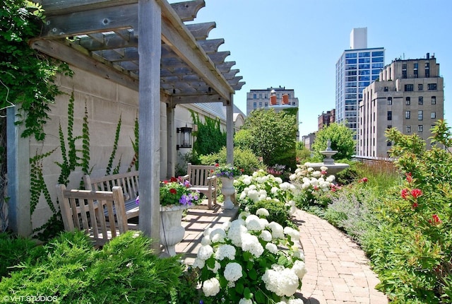 65 E Goethe St Unit 4N, Chicago, IL 60610 - view of yard with a pergola and a city view