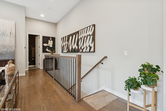 921 N Hoyne Ave Unit 1, Chicago, IL 60622 - corridor featuring an upstairs landing, wood finished floors, baseboards, and recessed lighting