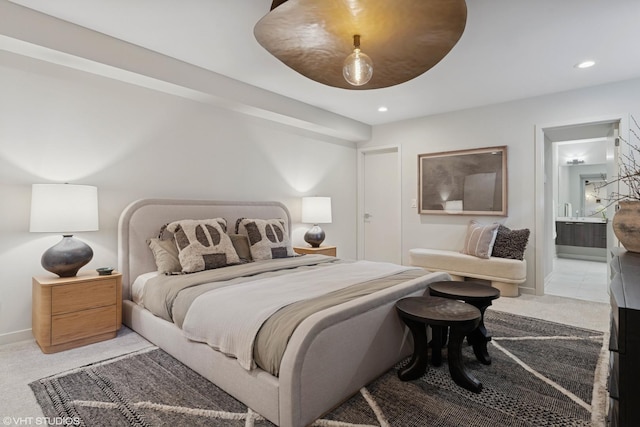 921 N Hoyne Ave Unit 1, Chicago, IL 60622 - bedroom featuring light colored carpet, recessed lighting, ensuite bath, and baseboards