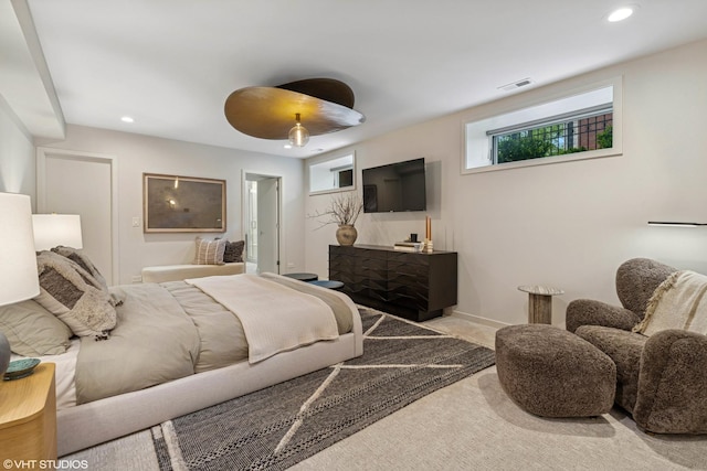 921 N Hoyne Ave Unit 1, Chicago, IL 60622 - carpeted bedroom featuring multiple windows, recessed lighting, ceiling fan, and baseboards