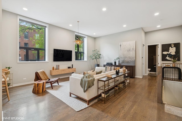 921 N Hoyne Ave Unit 1, Chicago, IL 60622 - living room with recessed lighting, wood finished floors, and baseboards