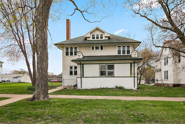 152 S Greenwood Ave, Kankakee, IL 60901 - traditional style home with a chimney, stucco siding, and roof with shingles