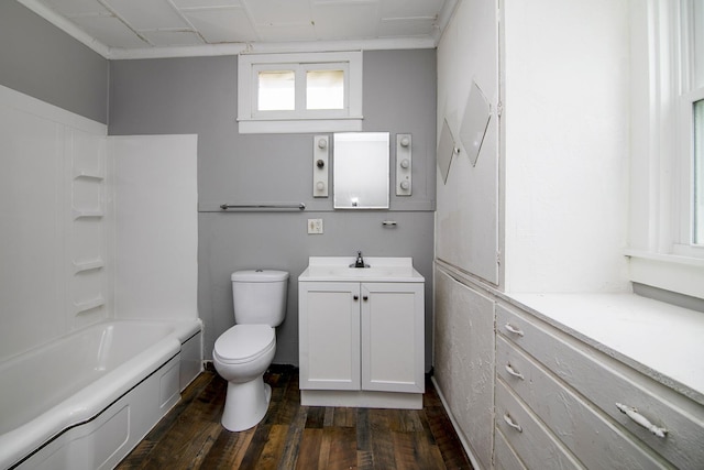 152 S Greenwood Ave, Kankakee, IL 60901 - bathroom with vanity, toilet, wood finished floors, and shower / washtub combination