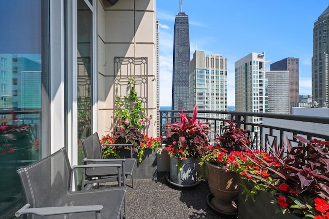 balcony with a skyline view