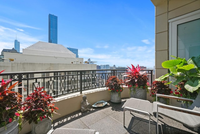 balcony featuring a view of skyline