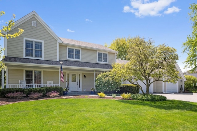 1527 Steeplechase Ct, Green Oaks, IL 60048 - traditional-style house featuring a front lawn, a porch, and a garage