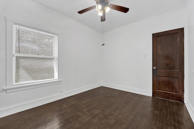 1022 N Lavergne Ave, Chicago, IL 60651 - unfurnished room with dark wood-style flooring, a ceiling fan, ornamental molding, and baseboards