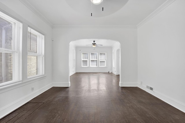 1022 N Lavergne Ave, Chicago, IL 60651 - unfurnished room with ceiling fan, arched walkways, healthy amount of natural light, and ornamental molding