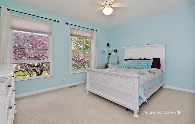 36708 Old Woods Trl, Gurnee, IL 60031 - bedroom with light carpet and ceiling fan