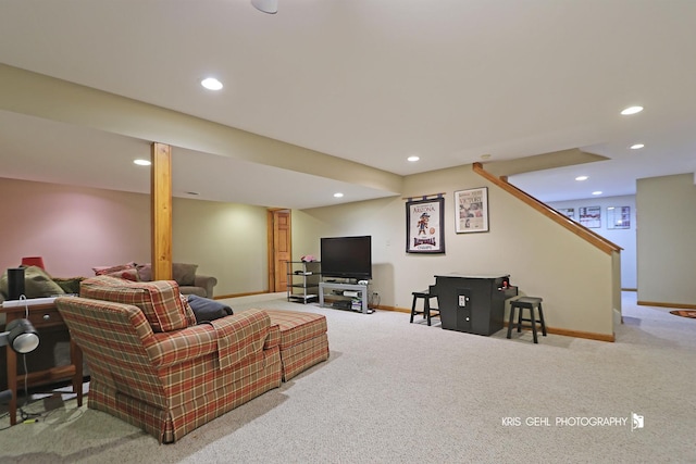 36708 Old Woods Trl, Gurnee, IL 60031 - carpeted living room with baseboards and recessed lighting