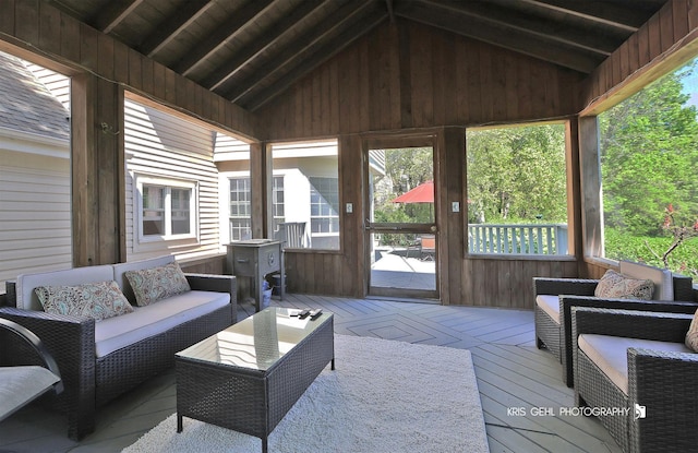36708 Old Woods Trl, Gurnee, IL 60031 - sunroom / solarium with lofted ceiling and an outdoor living space