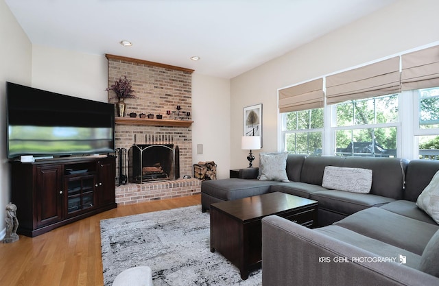 36708 Old Woods Trl, Gurnee, IL 60031 - living room featuring wood finished floors, a fireplace, and recessed lighting