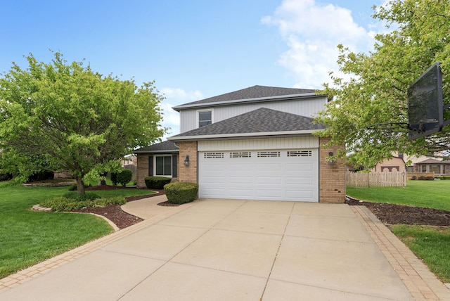 15540 Frances Ln, Orland Park, IL 60462 - traditional-style home featuring brick siding, a garage, concrete driveway, and roof with shingles