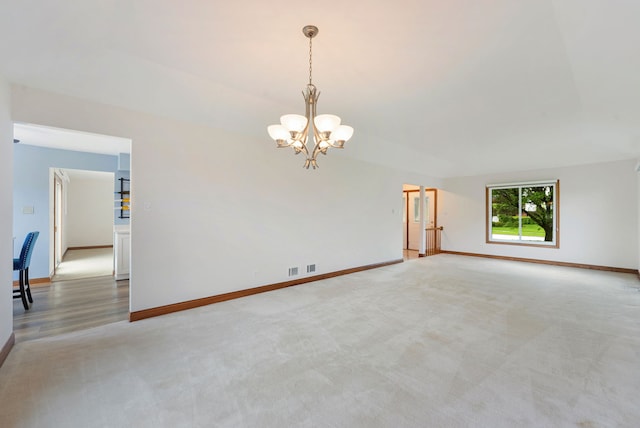 15540 Frances Ln, Orland Park, IL 60462 - unfurnished room featuring a chandelier, light carpet, and baseboards