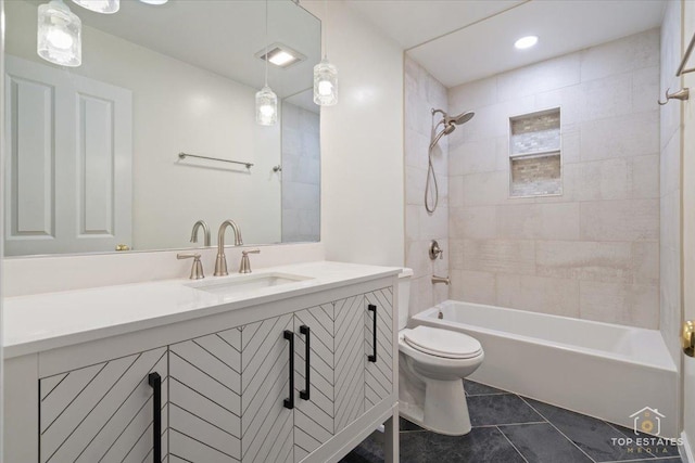 919 Santa Rosa Ave, Wheaton, IL 60187 - full bathroom with toilet, shower / tub combination, vanity, and tile patterned flooring