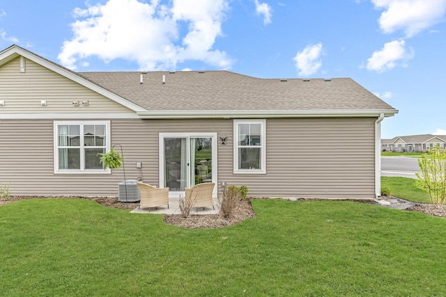 1187 Sonoma Ct, Pingree Grove, IL 60140 - rear view of house featuring a lawn, a patio area, and a shingled roof