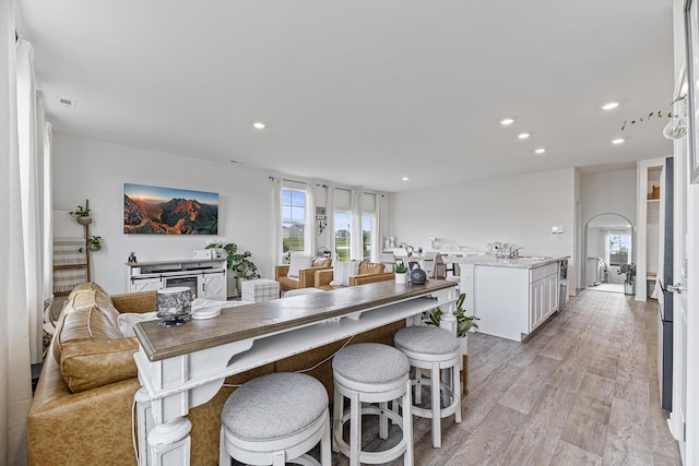 1187 Sonoma Ct, Pingree Grove, IL 60140 - kitchen featuring a sink, healthy amount of natural light, recessed lighting, light countertops, and white cabinetry