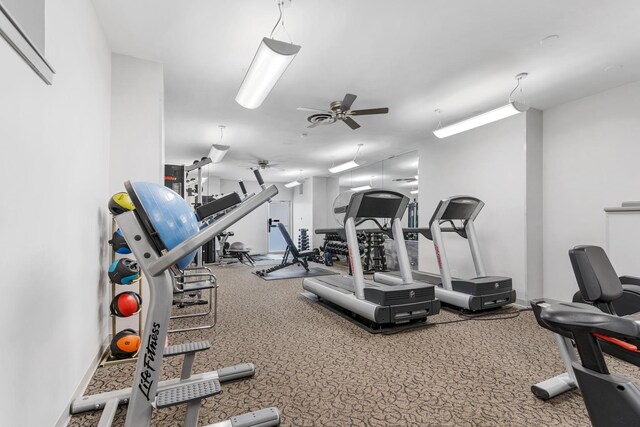6301 N Sheridan Rd Unit 11D, Chicago, IL 60660 - workout area with ceiling fan and carpet floors