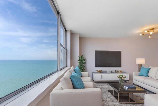 6301 N Sheridan Rd Unit 11D, Chicago, IL 60660 - living room featuring wood finished floors and a water view