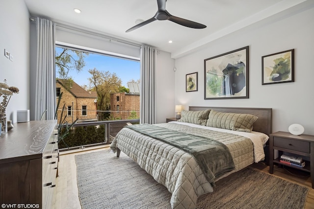 2130 W N Ave Unit 208, Chicago, IL 60647 - bedroom with wood finished floors, recessed lighting, and ceiling fan