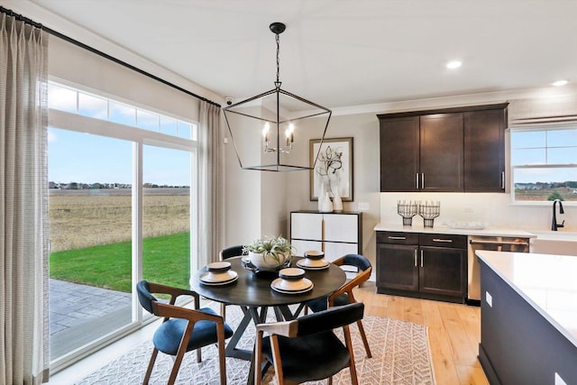 617 Henry Ln, Oswego, IL 60543 - dining room with a chandelier, healthy amount of natural light, light wood-style floors, and recessed lighting