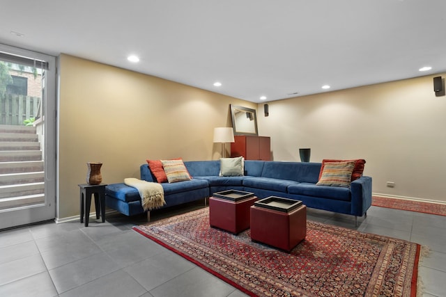 1805 N Paulina St, Chicago, IL 60622 - living room with baseboards, recessed lighting, and tile patterned flooring