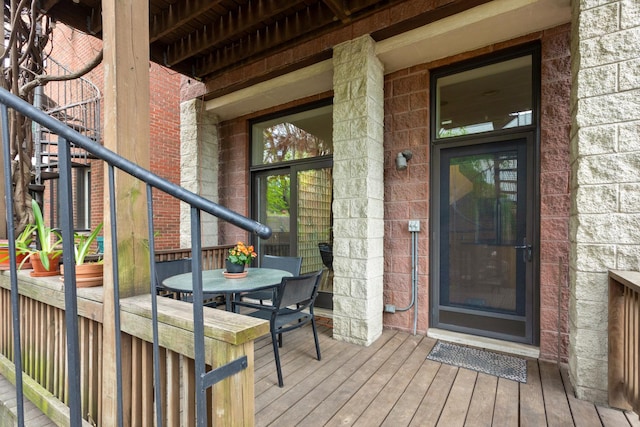 1805 N Paulina St, Chicago, IL 60622 - wooden terrace with outdoor dining space and stairs