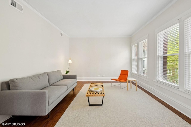 731 W Buckingham Pl Unit 12, Chicago, IL 60657 - living area with dark wood-style floors, ornamental molding, plenty of natural light, and baseboards