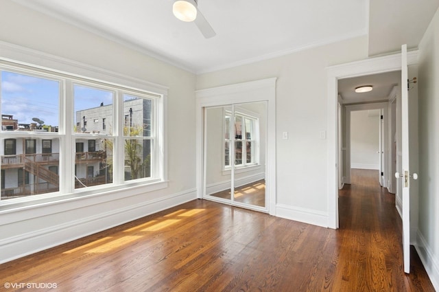 731 W Buckingham Pl Unit 12, Chicago, IL 60657 - spare room with a ceiling fan, wood finished floors, baseboards, and ornamental molding