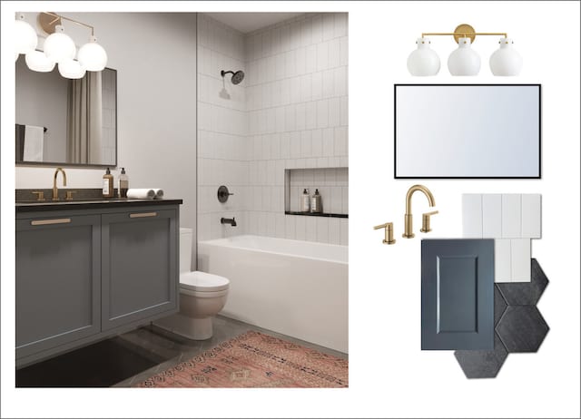 2659 W Medill Ave, Chicago, IL 60647 - full bathroom with toilet, washtub / shower combination, and vanity