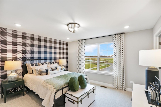 12959 S Boulder Ln, Plainfield, IL 60585 - bedroom featuring baseboards, light colored carpet, and recessed lighting
