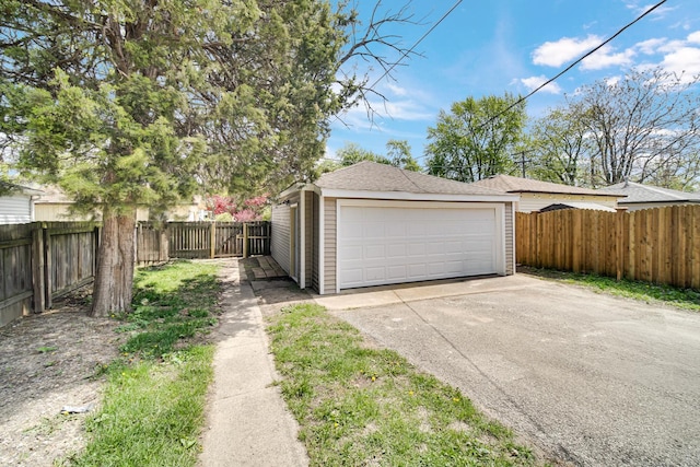 detached garage with fence