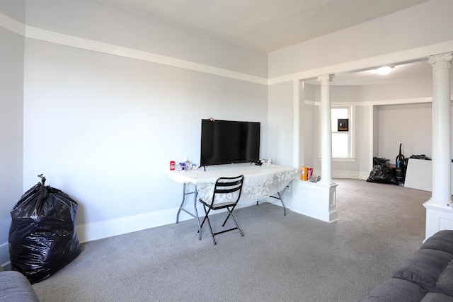1002 N Drake Ave, Chicago, IL 60651 - living area featuring decorative columns and carpet floors