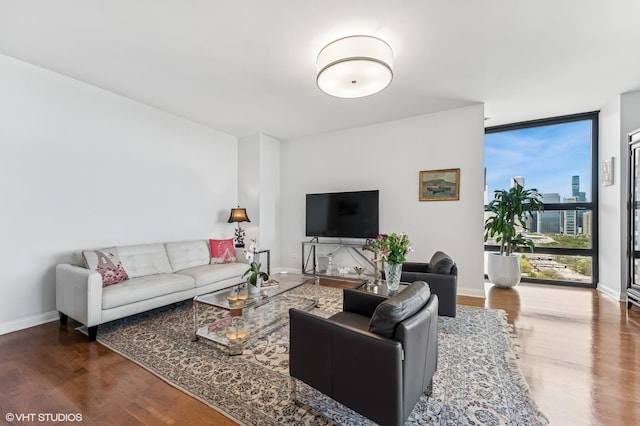 1160 S Michigan Ave Unit 3805, Chicago, IL 60605 - living room featuring wood finished floors, expansive windows, and baseboards