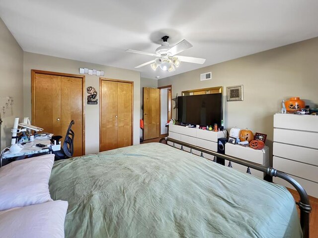2919 193rd St, Lansing, IL 60438 - bedroom featuring multiple closets and a ceiling fan