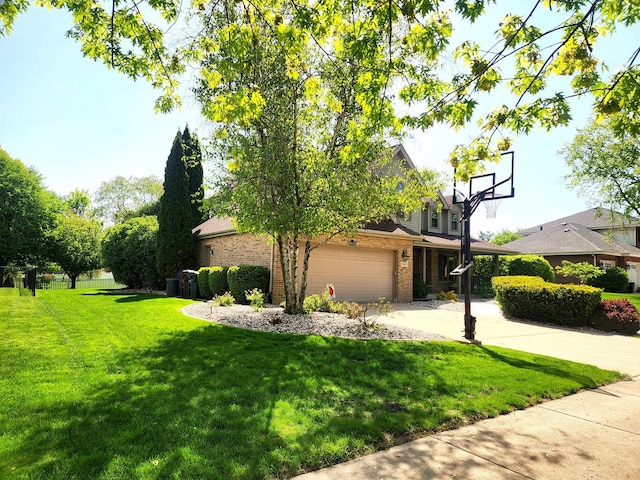 19629 Fiona Ave, Mokena, IL 60448 - view of side of property featuring a yard, concrete driveway, brick siding, and a garage