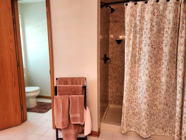 19629 Fiona Ave, Mokena, IL 60448 - full bathroom with a shower stall, toilet, tile patterned flooring, and baseboards