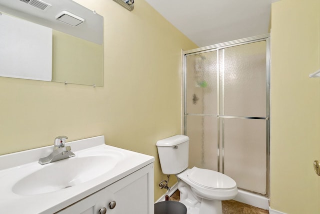 35 Buckingham Ln, Buffalo Grove, IL 60089 - bathroom featuring a stall shower, toilet, vanity, and baseboards