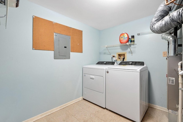 35 Buckingham Ln, Buffalo Grove, IL 60089 - laundry area with electric panel, washer and clothes dryer, and baseboards