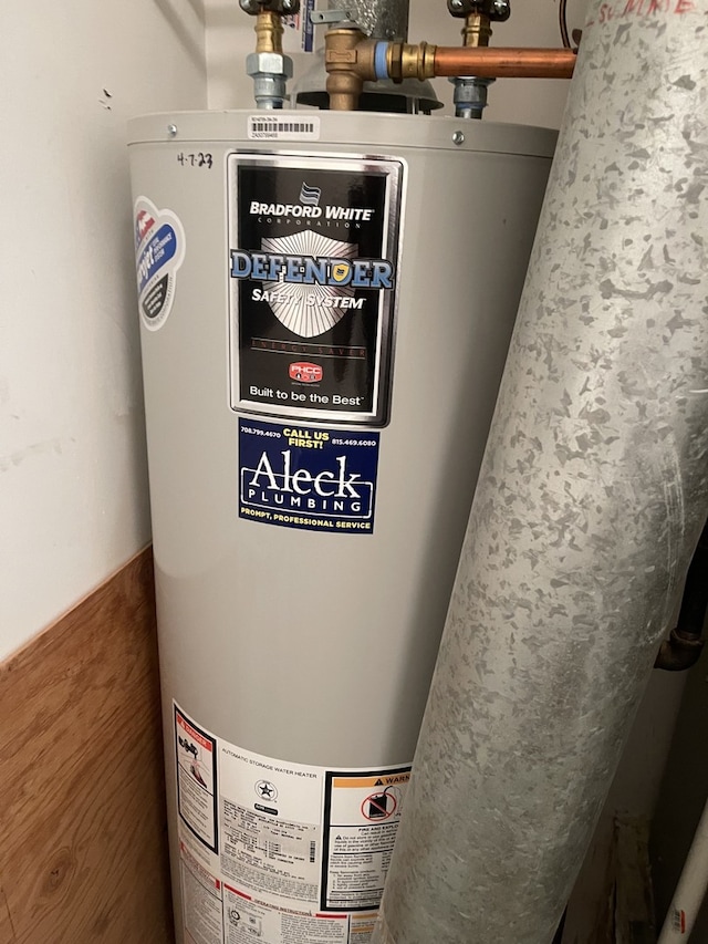 utility room featuring gas water heater