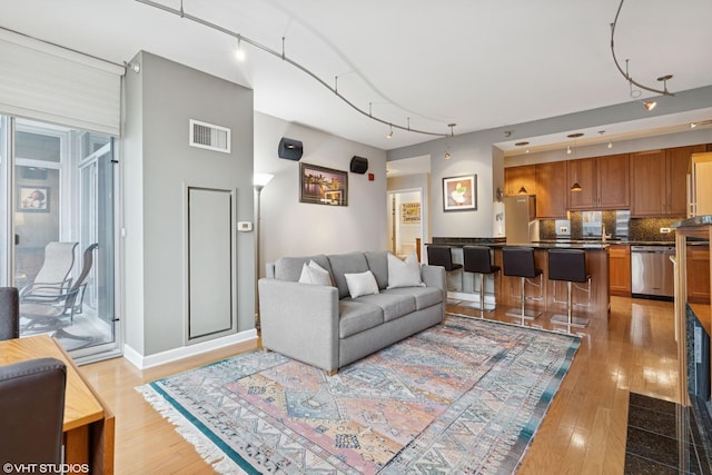 1250 S Michigan Ave Unit 2203, Chicago, IL 60605 - living area featuring light wood-style flooring and track lighting