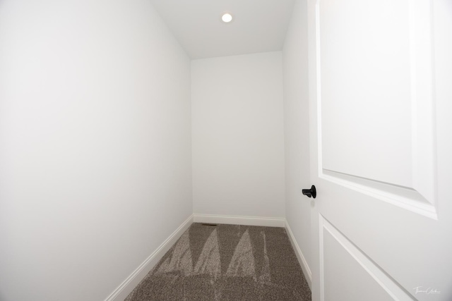 unfurnished room featuring carpet, baseboards, and recessed lighting