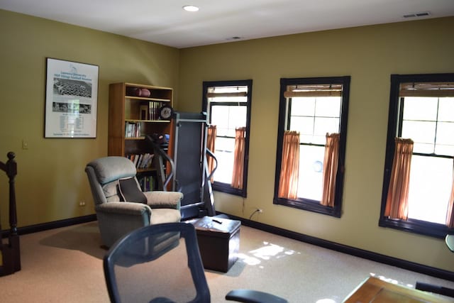 133 S Grove Ave, Elgin, IL 60120 - sitting room featuring carpet floors, baseboards, and recessed lighting