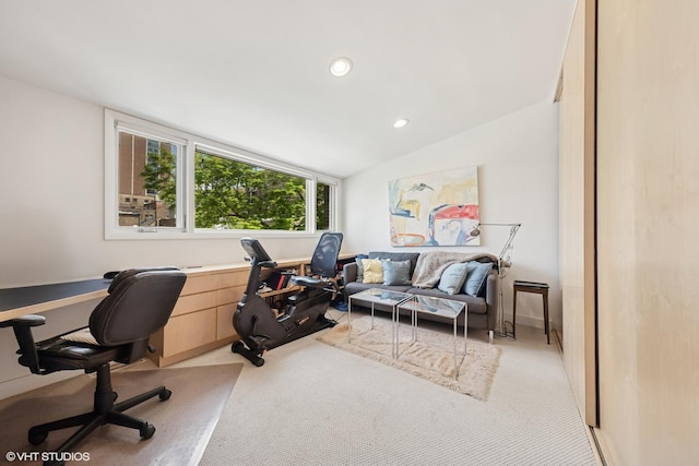 58 W Schiller St, Chicago, IL 60610 - office space featuring light carpet, vaulted ceiling, and recessed lighting